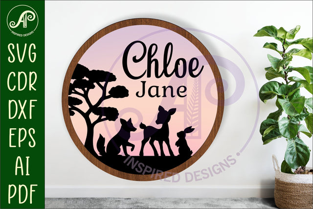 Woodland animal layered named wall sign SVG APInspireddesigns 