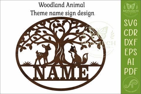 Woodland Animal Name Sign SVG, Deer Fox Tree Nursery Wall SVG APInspireddesigns 
