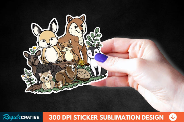 Woodland Animal Sticker Clipart Sublimation Regulrcrative 