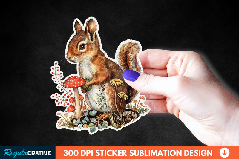 Woodland Animal Sticker Clipart Sublimation Regulrcrative 