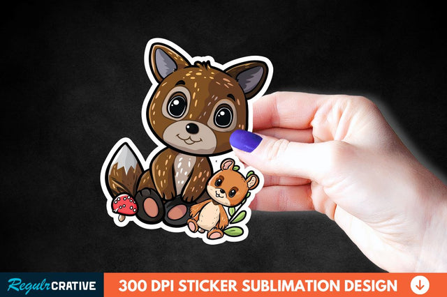 Woodland Animal Sticker Clipart Sublimation Regulrcrative 