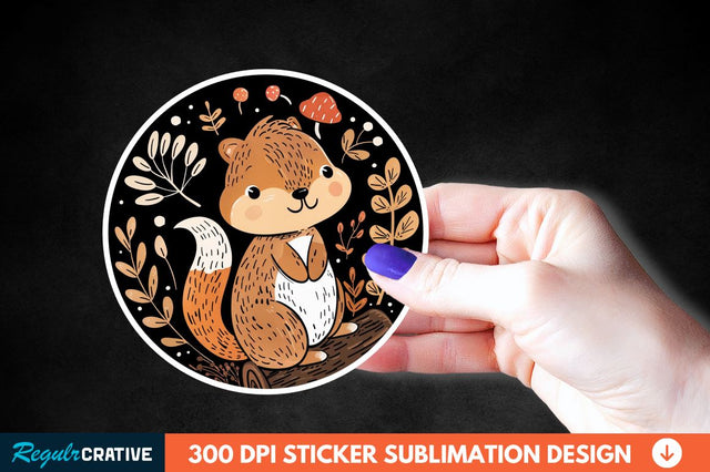 Woodland Animal Sticker Clipart Sublimation Regulrcrative 