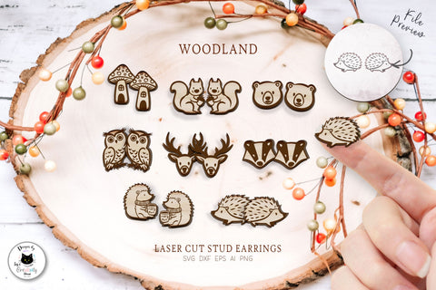 Woodland Animal Stud Earrings SVG Ivy's Creativity House 