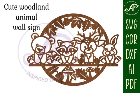 Woodland animal wall art sign, SVG file. vector file SVG APInspireddesigns 