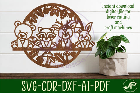 Woodland animal wall art sign, SVG file. vector file SVG APInspireddesigns 