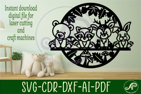 Woodland animal wall art sign, SVG file. vector file SVG APInspireddesigns 