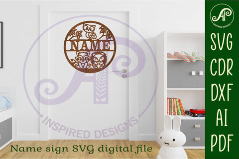 Woodland animals name sign svg laser cut template SVG APInspireddesigns 