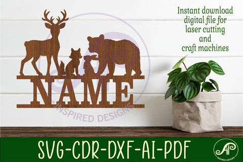 Woodland animals name wall art sign, SVG file SVG APInspireddesigns 