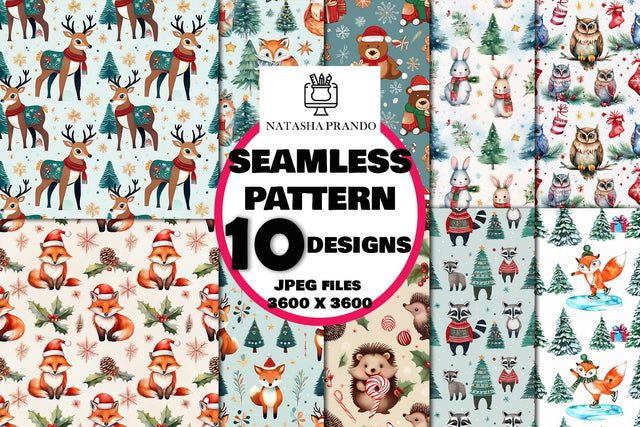 Woodland Animals Patterns Digital Paper Digital Pattern Natasha Prando 