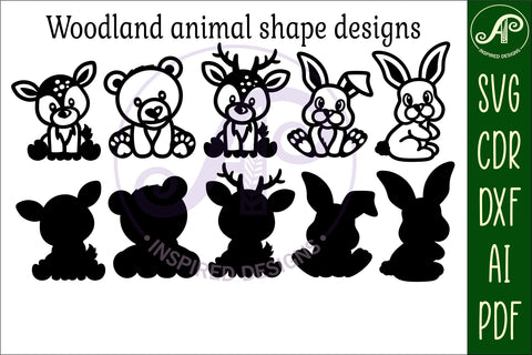 Woodland animals set 1 two layer laser cut outs SVG files SVG APInspireddesigns 