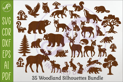 Woodland Animals SVG Bundle – 35 Forest Silhouette Cut Files for Laser, CNC & Crafts SVG APInspireddesigns 