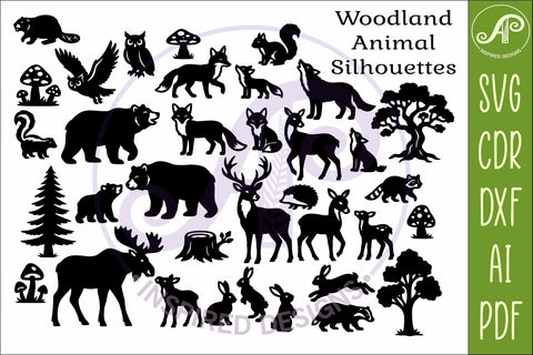 Woodland Animals SVG Bundle – 35 Forest Silhouette Cut Files for Laser, CNC & Crafts SVG APInspireddesigns 