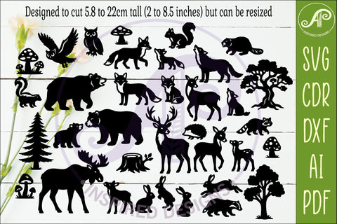 Woodland Animals SVG Bundle – 35 Forest Silhouette Cut Files for Laser, CNC & Crafts SVG APInspireddesigns 