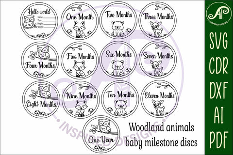 Woodland animals themed Baby monthly milestone discs SVG SVG APInspireddesigns 