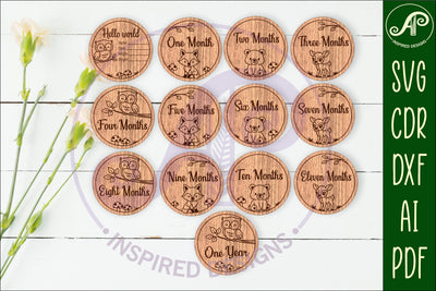 Woodland animals themed Baby monthly milestone discs SVG SVG APInspireddesigns 