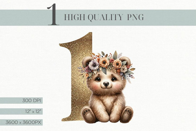 Woodland Boho Bear 1st Birthday PNG SVG BijouBay 