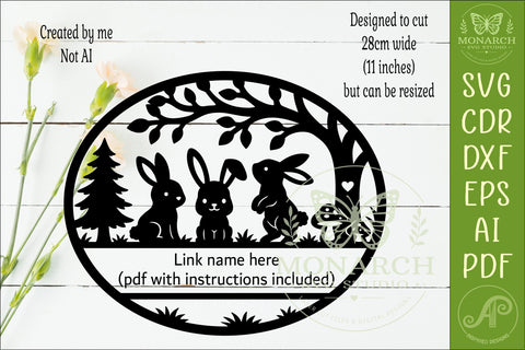 Woodland Bunny Name Sign SVG, Cute Rabbit Nursery Decor SVG APInspireddesigns 