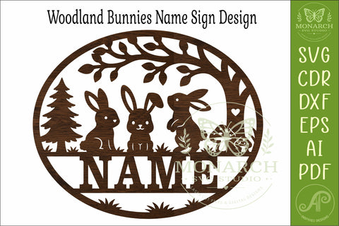 Woodland Bunny Name Sign SVG, Cute Rabbit Nursery Decor SVG APInspireddesigns 
