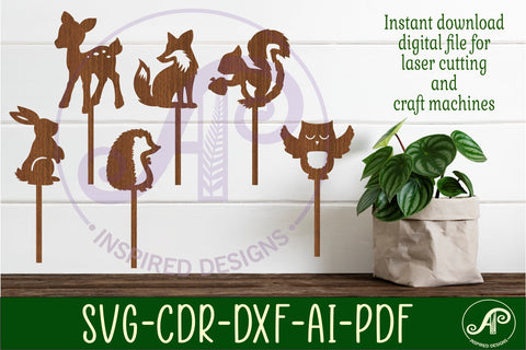 Woodland cupcake toppers, 6 designs SVG laser cut SVG APInspireddesigns 