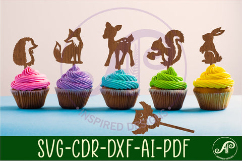 Woodland cupcake toppers, 6 designs SVG laser cut SVG APInspireddesigns 