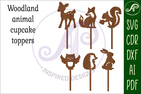 Woodland cupcake toppers, 6 designs SVG laser cut SVG APInspireddesigns 