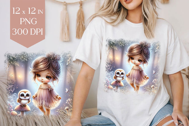 Woodland Fairy Girl T-Shirt PNG Sublimation BijouBay 