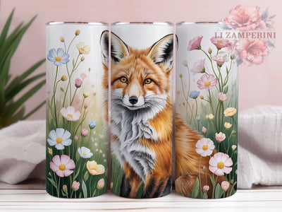 Woodland Floral Fox Tumbler, Spring Fox Tumbler, Cute Fox Wrap, Woodland Flower Wrap, Artistic Fox Wrap, Sublimation Design, Trendy Gift Idea Sublimation Li Zamperini 