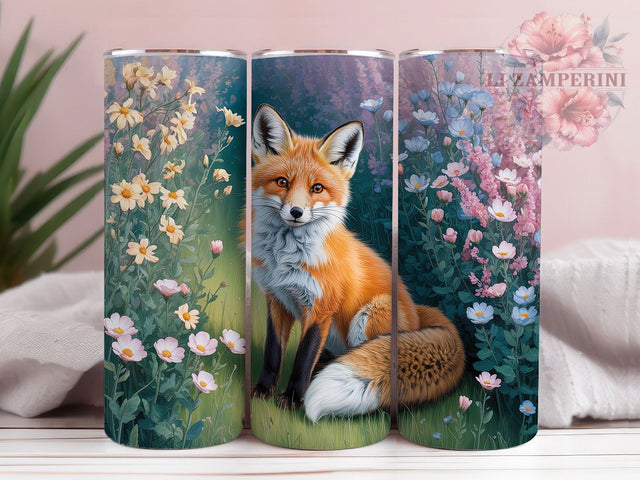 Woodland Floral Fox Tumbler, Spring Fox Tumbler, Cute Fox Wrap, Woodland Flower Wrap, Artistic Fox Wrap, Sublimation Design, Trendy Gift Idea Sublimation Li Zamperini 