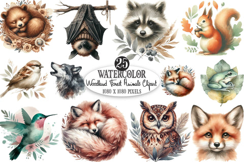 Woodland Forest Animals Clipart Bundle Sublimation SVGista 