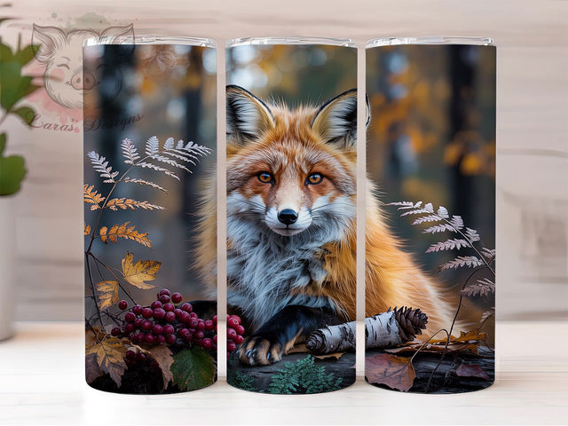 Woodland Fox Cozy Fall Tumbler Wrap, Fall Tumbler Png, 20oz Skinny Tumbler, Woodland Animal Tumbler, Sublimation Download, Autumn Tumbler Design, Cozy Forest Tumbler Sublimation Lara' s Designs 