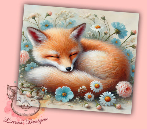 Woodland Fox Flower Cute Nature Tumbler Wrap, Flower Design, 20oz Tumbler, Sublimation Wrap, Woodland Animal, Cute Drinkware, Nature Gift Sublimation Lara' s Designs 