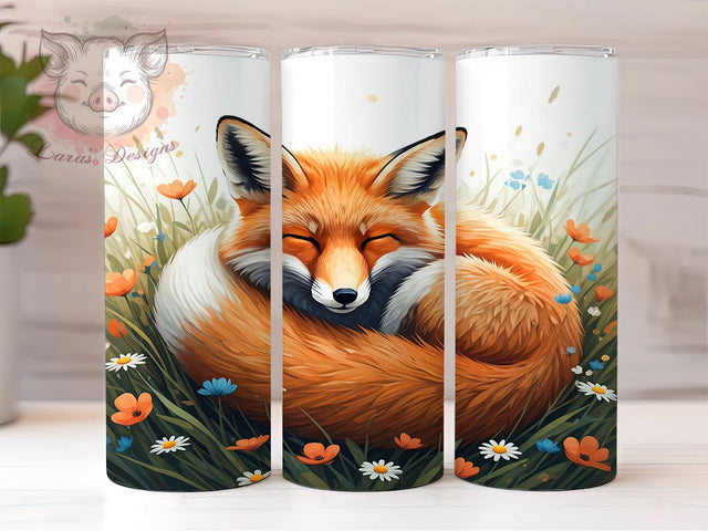 Woodland Fox Flower Cute Nature Tumbler Wrap, Flower Design, 20oz Tumbler, Sublimation Wrap, Woodland Animal, Cute Drinkware, Nature Gift Sublimation Lara' s Designs 