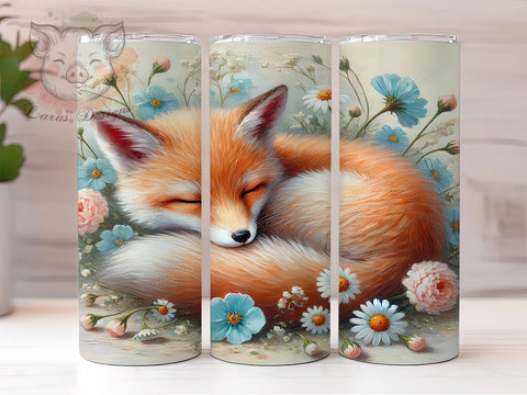 Woodland Fox Flower Cute Nature Tumbler Wrap, Flower Design, 20oz Tumbler, Sublimation Wrap, Woodland Animal, Cute Drinkware, Nature Gift Sublimation Lara' s Designs 