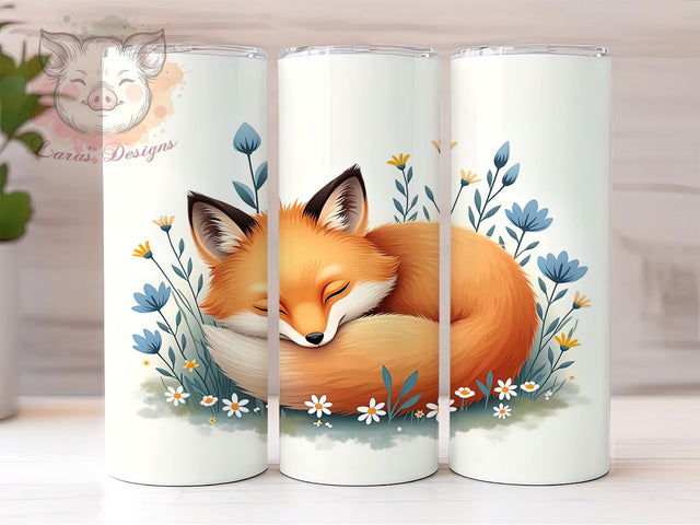 Woodland Fox Flower Cute Nature Tumbler Wrap, Flower Design, 20oz Tumbler, Sublimation Wrap, Woodland Animal, Cute Drinkware, Nature Gift Sublimation Lara' s Designs 