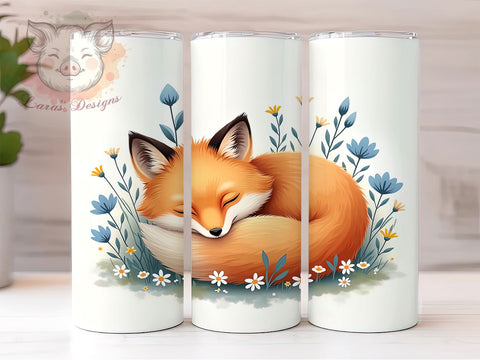 Woodland Fox Flower Cute Nature Tumbler Wrap, Flower Design, 20oz Tumbler, Sublimation Wrap, Woodland Animal, Cute Drinkware, Nature Gift Sublimation Lara' s Designs 