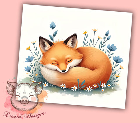 Woodland Fox Flower Cute Nature Tumbler Wrap, Flower Design, 20oz Tumbler, Sublimation Wrap, Woodland Animal, Cute Drinkware, Nature Gift Sublimation Lara' s Designs 