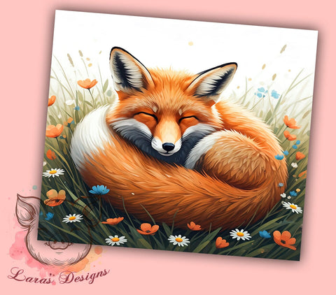 Woodland Fox Flower Cute Nature Tumbler Wrap, Flower Design, 20oz Tumbler, Sublimation Wrap, Woodland Animal, Cute Drinkware, Nature Gift Sublimation Lara' s Designs 