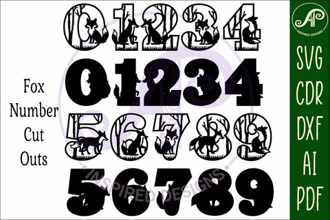 Woodland Fox numbers two layer wall sign SVG cut files SVG APInspireddesigns 