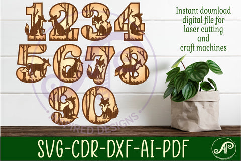 Woodland Fox numbers two layer wall sign SVG cut files SVG APInspireddesigns 