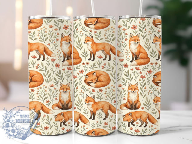 Woodland Fox Pattern 20oz Tumbler, Woodland Fox Pattern, Woodland Fox Tumbler, Fox Pattern Tumbler, Woodland Fox PNG, Fox Tumbler Wrap, Woodland Animal PNG, 20oz Tumbler Wrap Sublimation ToriDesigns 