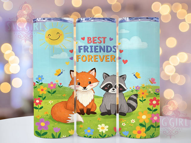 Woodland Friends Raccoon and Fox Tumbler, Best Friends Tumbler, Animal Friendship Design, 20oz Tumbler Wrap, Woodland Creatures Tumbler, Fox and Raccoon Art, Cute Animal Sublimation Sublimation SvggirlplusArt 