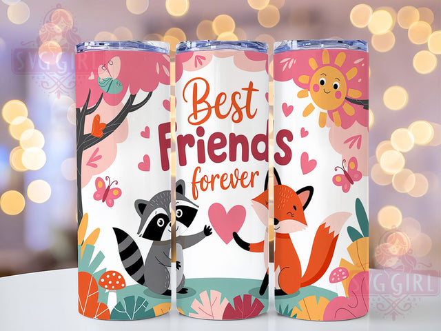 Woodland Friends Raccoon and Fox Tumbler, Best Friends Tumbler, Animal Friendship Design, 20oz Tumbler Wrap, Woodland Creatures Tumbler, Fox and Raccoon Art, Cute Animal Sublimation Sublimation SvggirlplusArt 