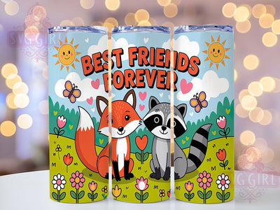 Woodland Friends Raccoon and Fox Tumbler, Best Friends Tumbler, Animal Friendship Design, 20oz Tumbler Wrap, Woodland Creatures Tumbler, Fox and Raccoon Art, Cute Animal Sublimation Sublimation SvggirlplusArt 