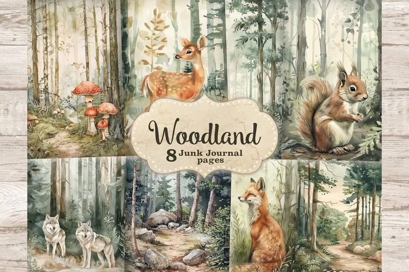 Woodland Junk Journal Page | Forest Animals Printable SVG GlamArtZhanna 