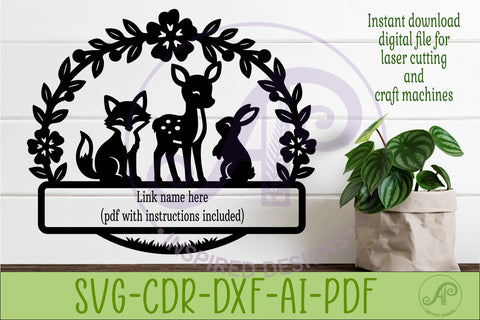 Woodland Nursery Name Sign SVG, Deer Fox Bunny SVG APInspireddesigns 