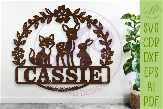 Woodland Nursery Name Sign SVG, Deer Fox Bunny SVG APInspireddesigns 