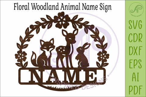 Woodland Nursery Name Sign SVG, Deer Fox Bunny SVG APInspireddesigns 