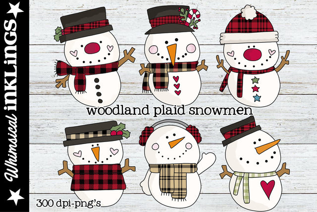 Woodland Plaid Snowmen Sublimation Set Sublimation Whimsical Inklings 