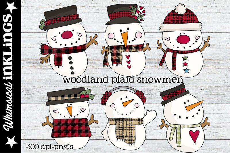 Woodland Plaid Snowmen Sublimation Set Sublimation Whimsical Inklings 