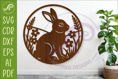 Woodland Rabbit Wall Art SVG, Bunny Round Sign for Laser SVG APInspireddesigns 